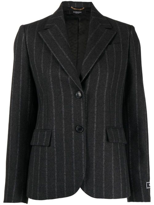Ges logo-pinstripe blazer - Black