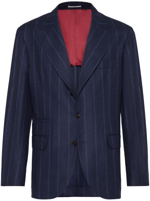 Striped wool blazer - Blue