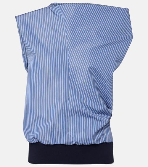 Striped cotton-blend top