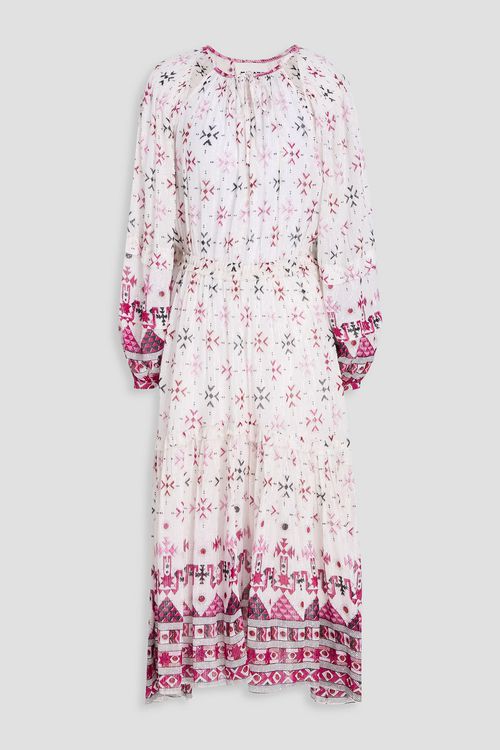 Fratela metallic printed cotton-blend voile midi dress - White - FR 34