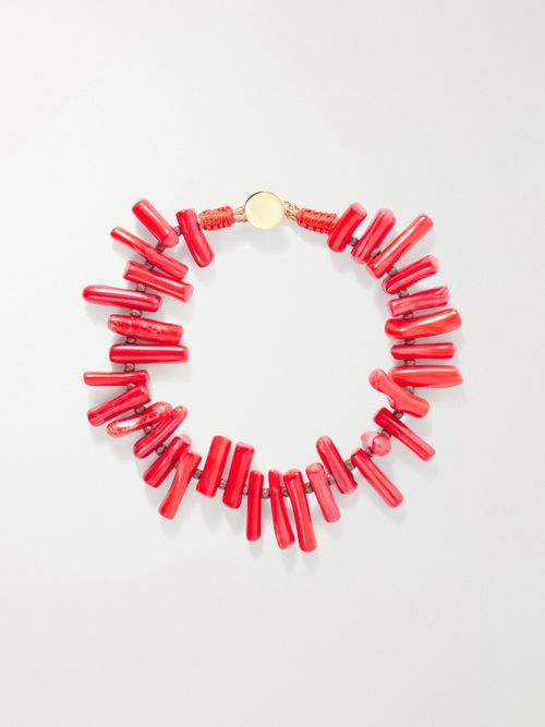 The Coral Branch Beaded Bracelet - Red