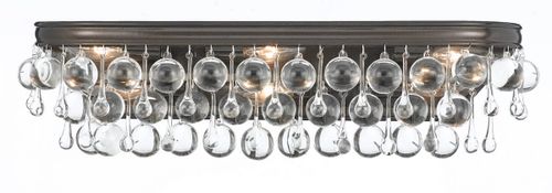 Calypso 6-Light Bathroom Vanity Light in Vibrant Bronze with Clear Glass Drops Crysta