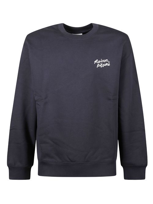Crewneck Sweatshirt with Logo and Ribbed Cuffs and Hem