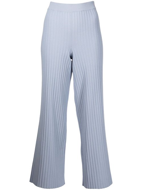 Lightweight rib knit trousers - Blue