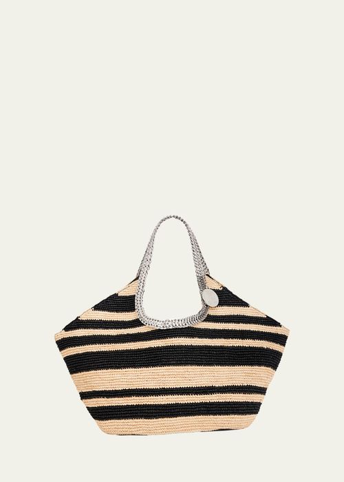 Cabas Striped Raffia Shoulder Bag