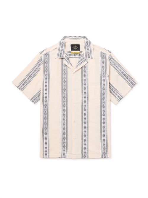 Melissa Convertible-Collar Striped Cotton-Jacquard Shirt