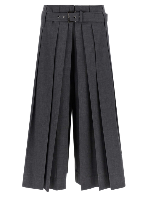 Pleated Virgin Wool Bermuda Short — Gray