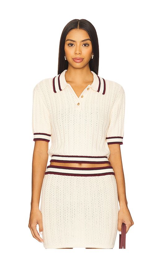 Lovers and Friends Remy Pointelle Polo Top in Cream Multi.  XS also in L, M, S