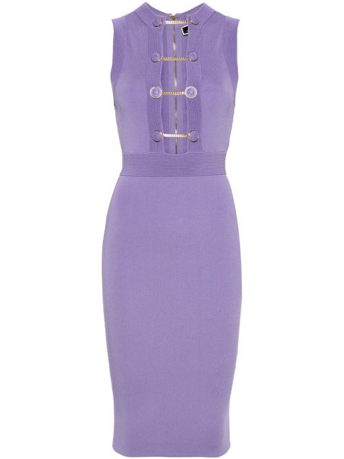 Elisabetta Franchi Midikleid mit Zierkette - Violett