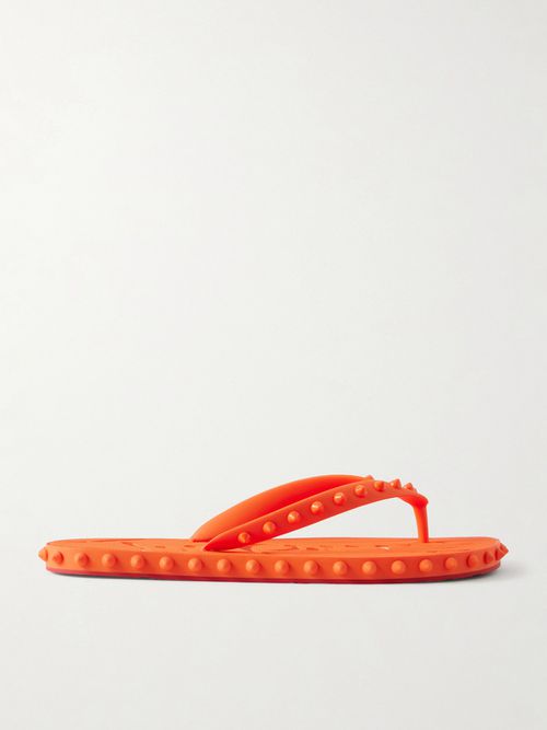 Super Loubi Studded Rubber Flip Flops - Orange
