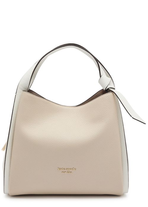 Knott Medium Colour-blocked Leather Tote - Cream