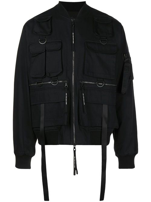 Multiple-pocket bomber jacket - Black