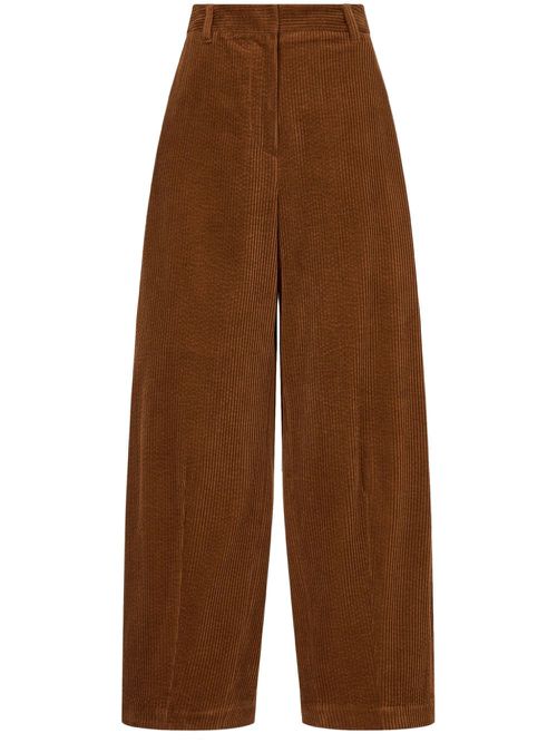 Corduroy wide-leg trousers - Brown