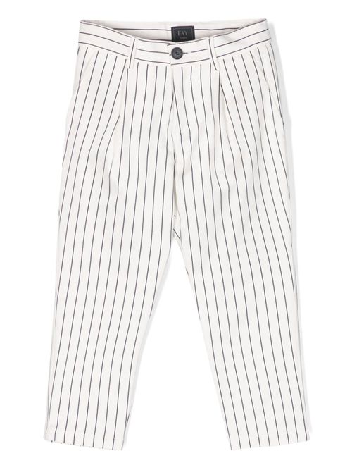 Striped tapered cotton trousers - White