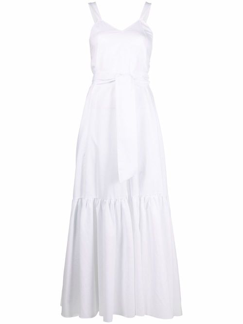 Panelled tied-waist dress - White