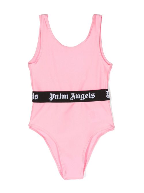 Logo-waistband scoop swimsuit - Pink