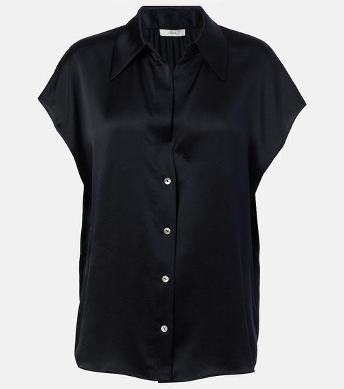 Ruched silk satin top