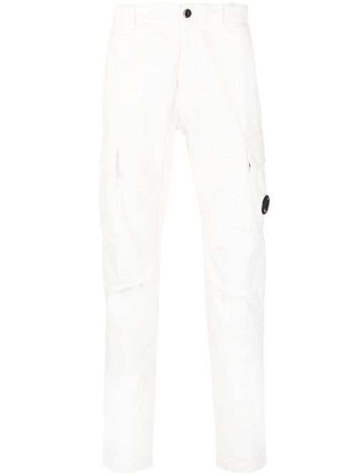Lens-detail cotton trousers - White