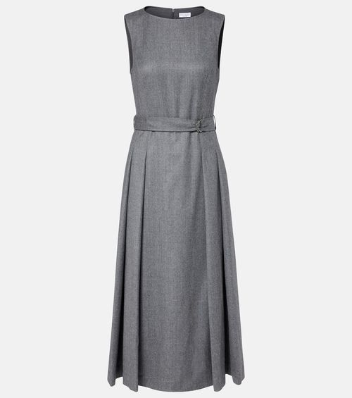 Belted virgin wool midi dress
