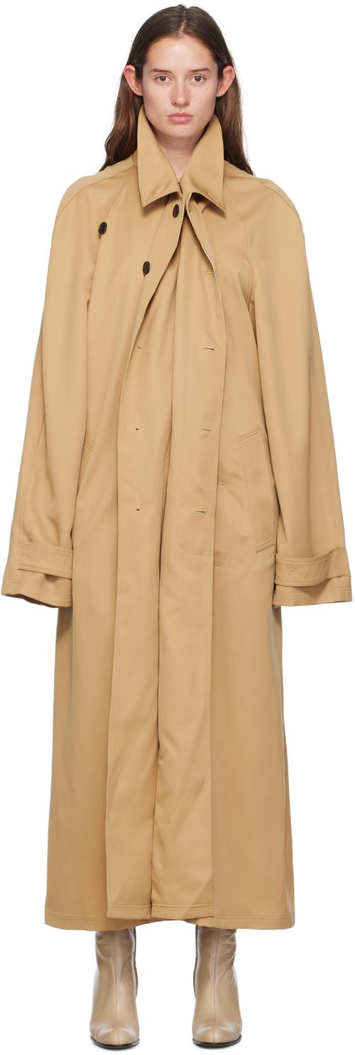 MARIE ADAM-LEENAERDT Beige Pinched Trench Coat