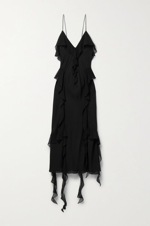 Pim Ruffled Silk-georgette Midi Dress - Black