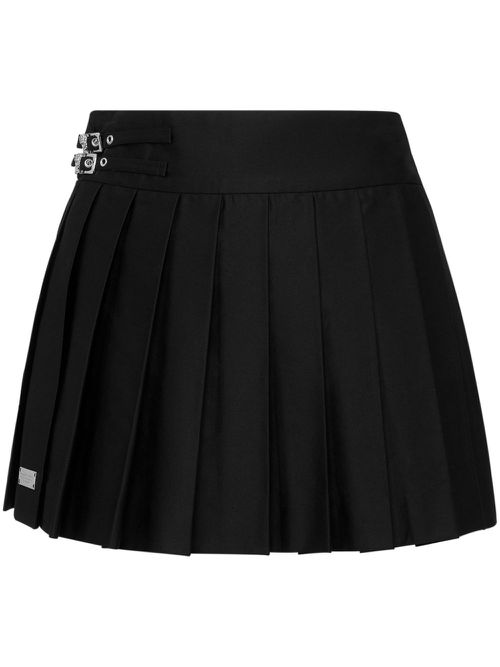 Skull pleated mini skirt - Black