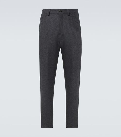 Pleated virgin wool straight pants