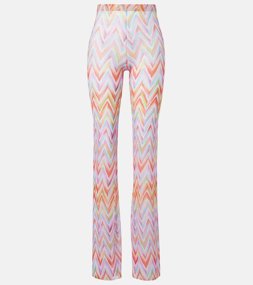 Zigzag printed tulle straight pants