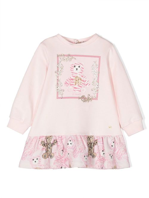 Teddy-print sweater dress - Pink