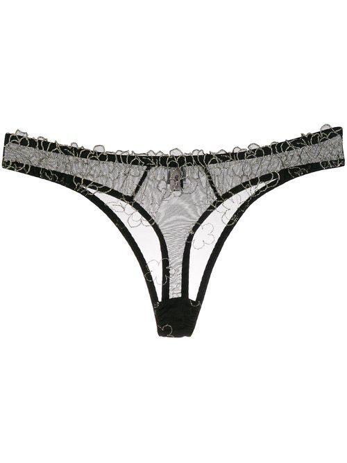Floral lace thong - Black