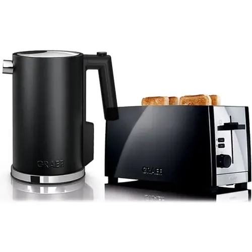 Graef Black Kettle & 4 Slice Toaster Set