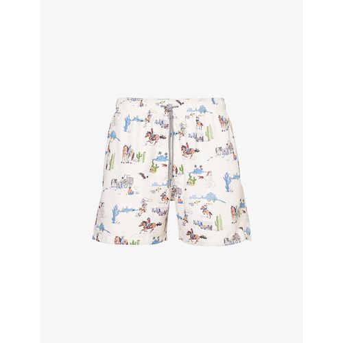 Mens Cream Multi Wild West Recycled-polyester Swim Shorts 