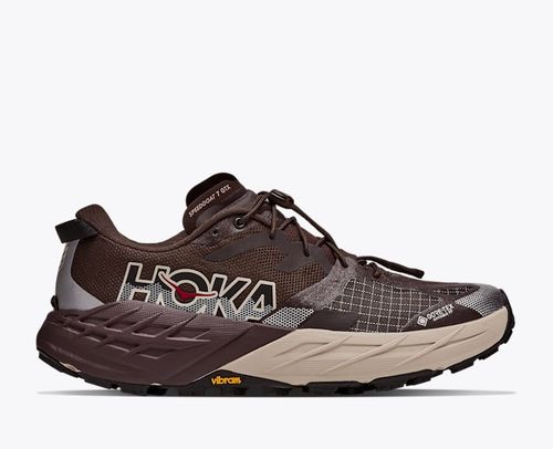 HOKA Men's Speedgoat 7 GTX Shoes in Spiced Chocolate/River Rock Grey