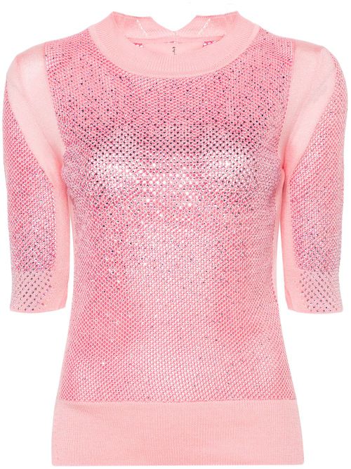 Crystal-embellished cotton top - Pink