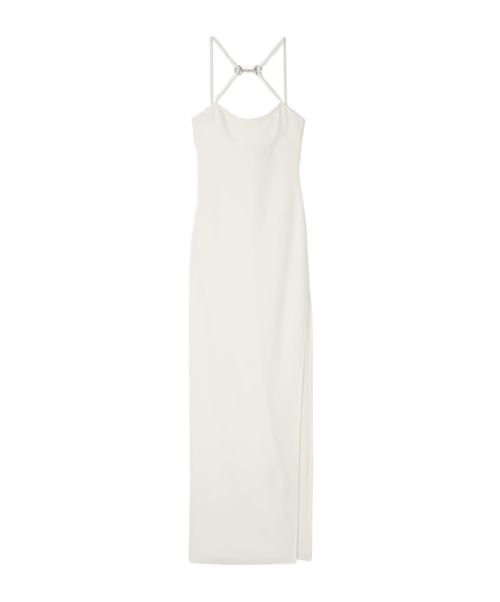 Long silk dress with crystal Horsebit