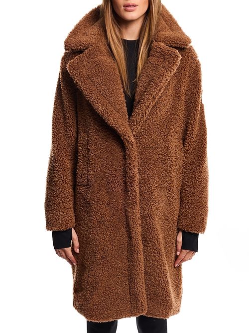 Women's Sherpa Leather-Trimmed Coat - Teddi
