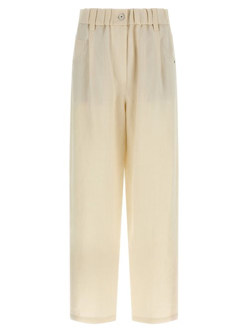 Linen Blend Trousers — Cream