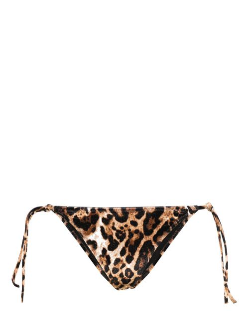 Leopard-print velour bikini bottoms - Brown