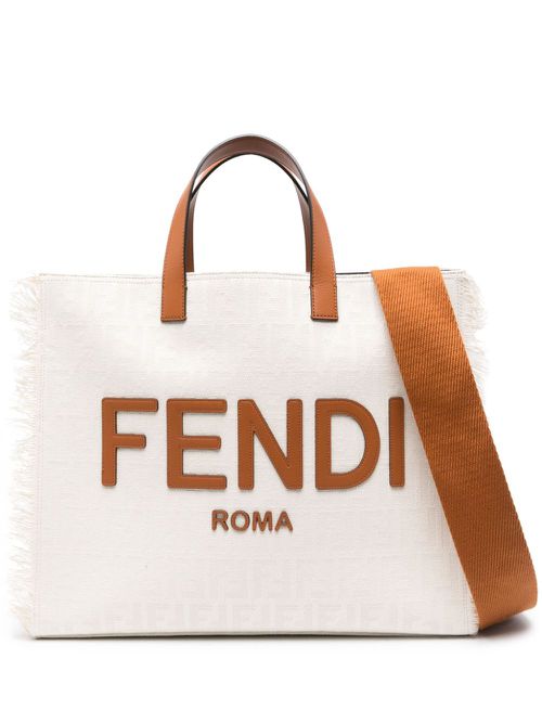 Jacquard-logo canvas tote bag - Neutrals