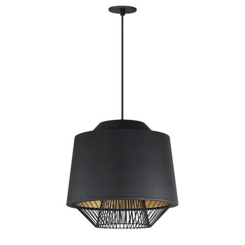 Phoenix 1-Light LED Pendant in Black with Gold