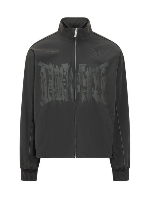 Black Graphic Mock Collar Jacket