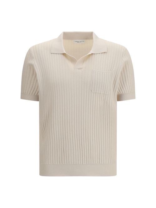 Ribbed Cotton Polo — Beige