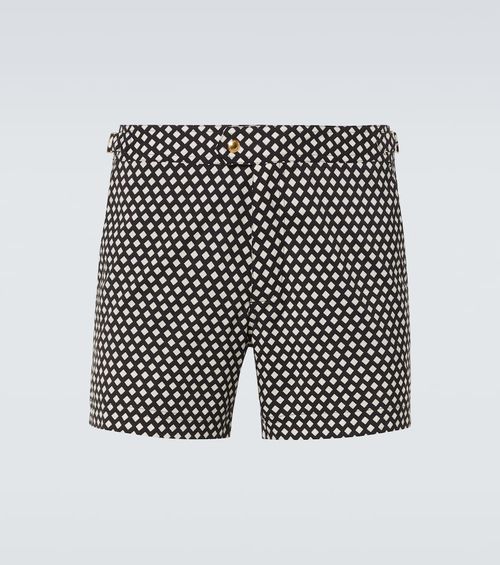 Checked swim trunks