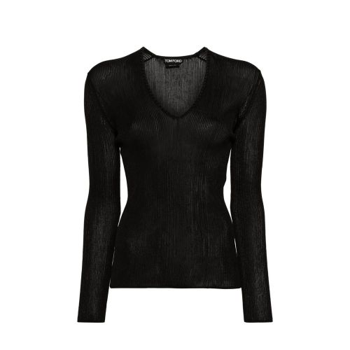 Ribbed Viscose Sweater — Black