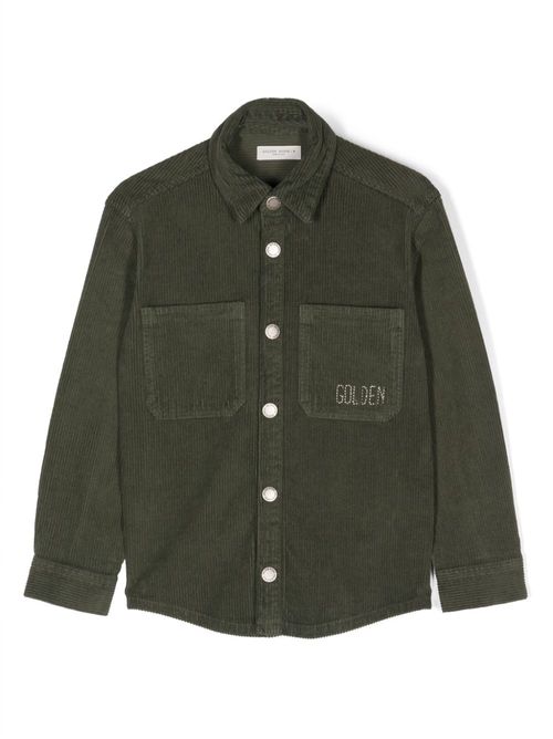 Logo-embroidered corduroy shirt - Green