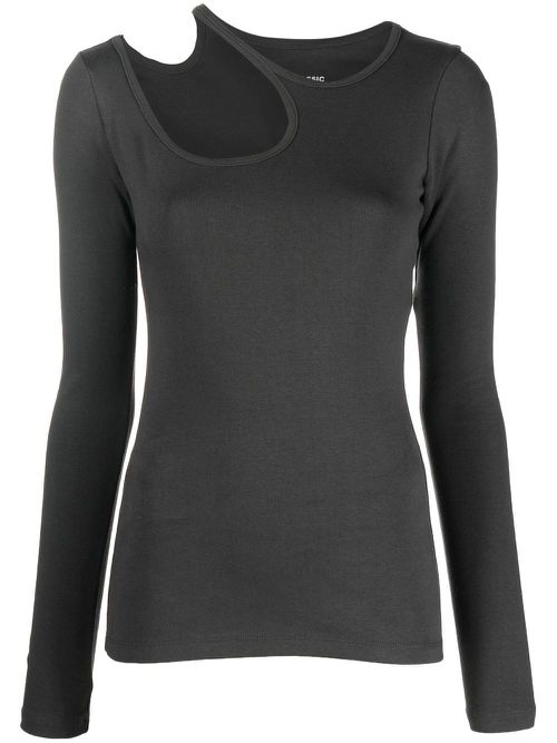 Cut-out knitted top - Grey