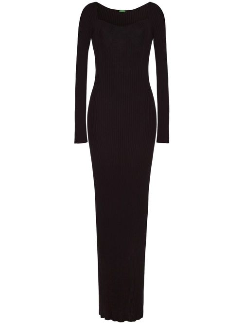 Florentine ribbed-knit maxi dress - Black