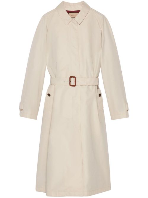 Belted gabardine trench coat - Neutrals