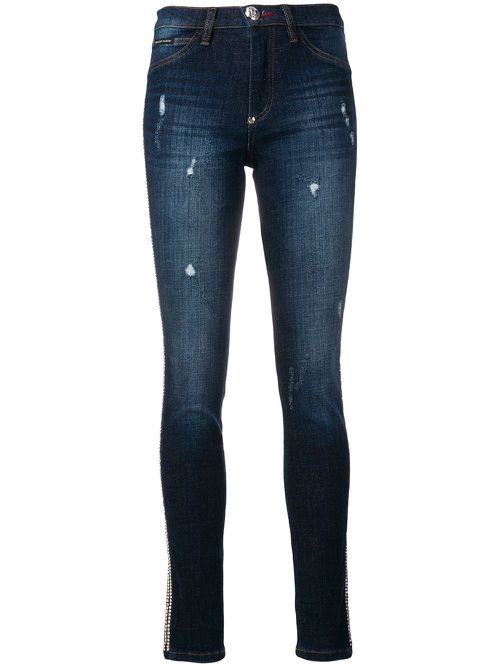 Crystal trim skinny jeans - Blue