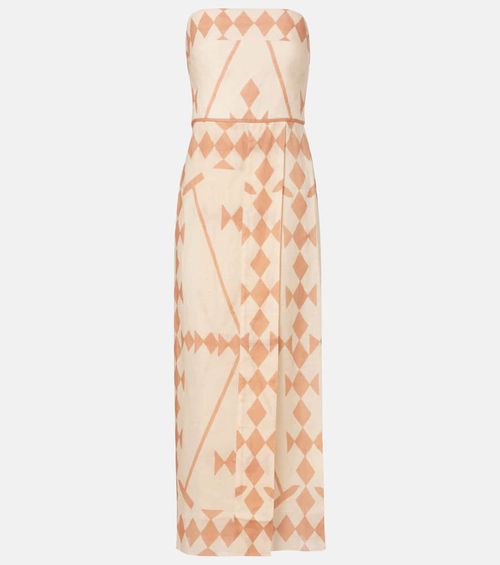 Printed linen maxi dress